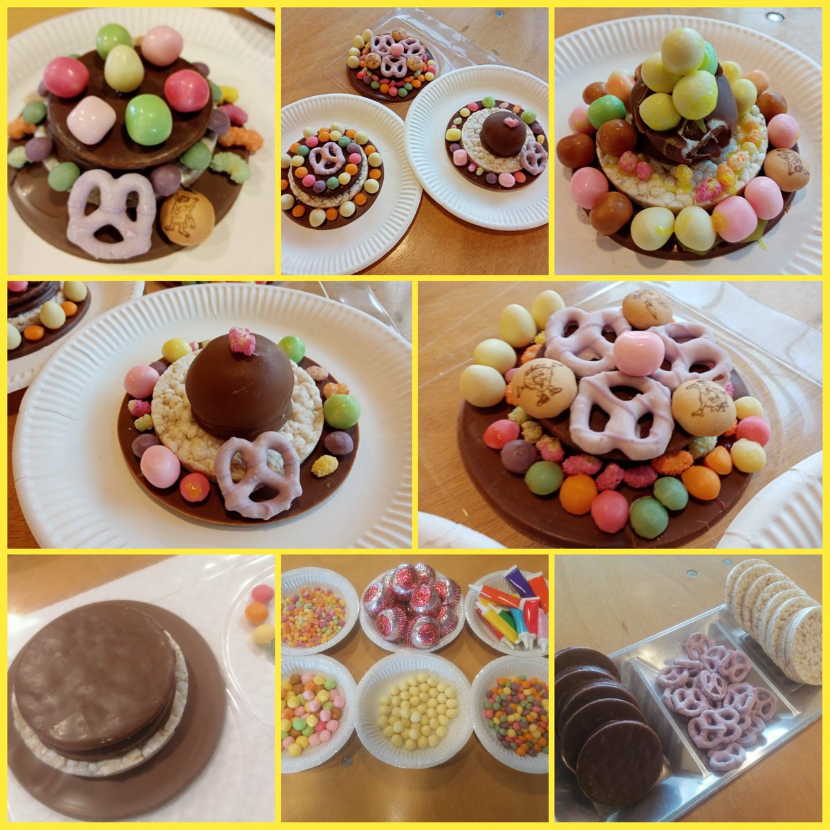 The Easter 🐣 crafts continue! This time we upped our A-game and brought food 🍪into our arts and crafts! Check out these amazing 🍫 Candy 🍬 Easter Bonnets!!! How yummy do they look! 😋#arts #artsandcrafts #artsy #craft #crafts #craftersofinstagram #crafting #craftsofinstagram