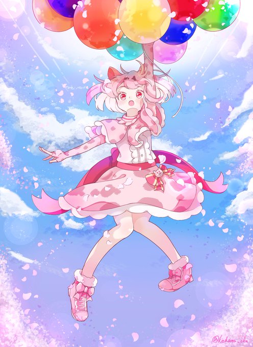 桜と舞うぴぃちゃんの春
#イラスト 
#創作 
#オリジナル
#絵描きさんと繋がりたい 