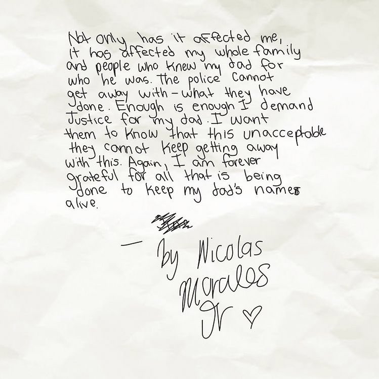 GatianFor2028's tweet photo. A letter to @ciw by Nicolas Morales Jr. His father was murdered by the Collier County Sheriffs Department. #JusticeForNicolas https://t.co/MUeKXuAaAM