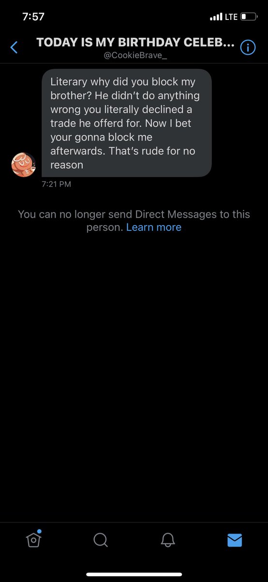 ItssKays's tweet photo. I- I swear. All I said was please don’t steal trades, regardless if I said nty. And then they started coming at me saying I’m gonna get karma?? And then I get this message- I wasn’t even being rude first of all. I was actually nice about it. https://t.co/rq4iwItane