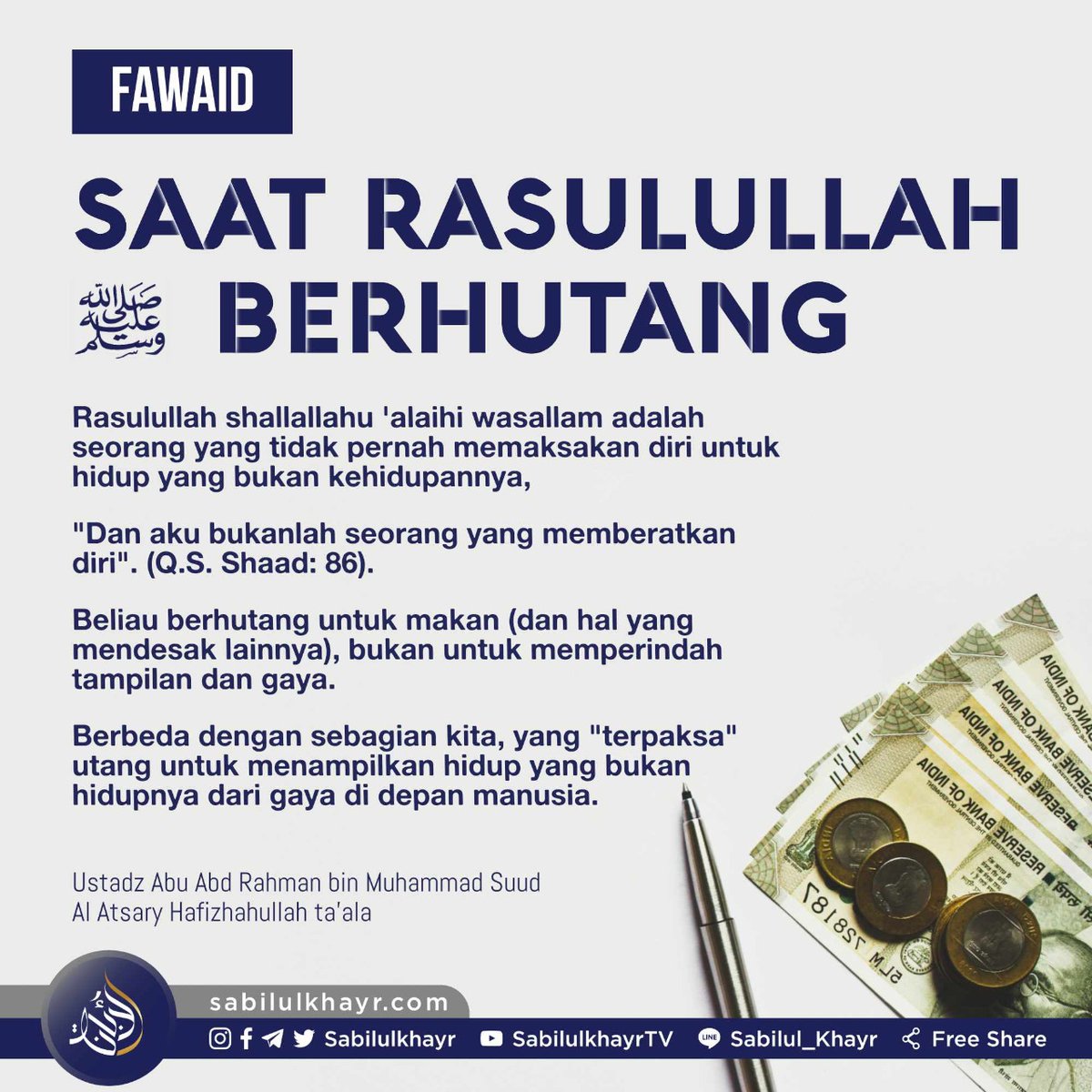 mutiarailmunafi's tweet photo. ┏━━ ﷽ ━━━━━━━━━┓

🎋 FAWAID 🎋

┗━━━━━━━━━━━🍃 ━┛

💸 SAAT RASULULLAH SHALLALLAHU 'ALAIHI WASALLAM BERUTANG

🌎 https://t.co/xSWdVxRmCG

✍🏻 Ustadz Abu Abd Rahman bin Muhammad Suud Al Atsary حفظه الله تعالى.

🖇️ https://t.co/4JVOA5tnDr https://t.co/6vdVEMm5Lq