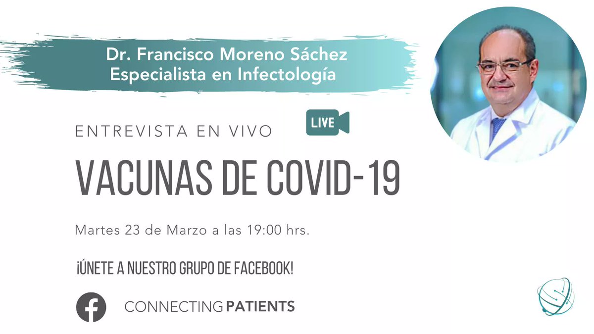 galena_medical's tweet photo. No se pierdan mañana la entrevista EN VIVO con @DrPacoMoreno1 por nuestro grupo de Facebook CONNECTING PATIENTS.
Estaremos resolviendo todas sus dudas respecto a las vacunas de COVID-19.
¡ÚNANSE!
#ConnectingCorp #ConnectingDocs #ConnectingPatients https://t.co/EDp1XYfywd