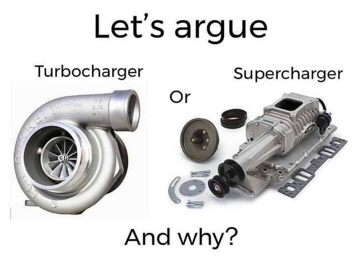 JEGSPerformance's tweet photo. Which power adder is your choice and why?! Play nice in the comments 😂🔥We love both... AND the third option Nitrous!
•
•
#jegs #jegsperformance #JEGSEquipped #poweradder #restomod #rebuild #classicars #renovation #musclecar #hotrod #performance https://t.co/w0lYzezpKv