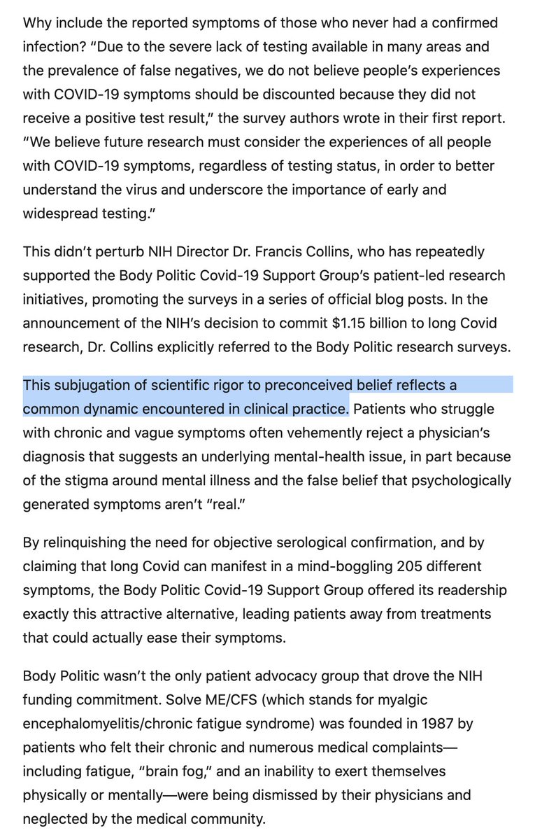 EricTopol's tweet photo. Get this:
@Jeremy_Devine_, a psychiatry resident @McMasterU, writes @WSJ: "#LongCovid is largely an invention of vocal patient activist groups" decrying "drawing attention to and legitimizing" it, and that @NIH's funding "is a victory for pseudoscience"
https://t.co/SAZnJuECAI https://t.co/wsRJMB4cHk