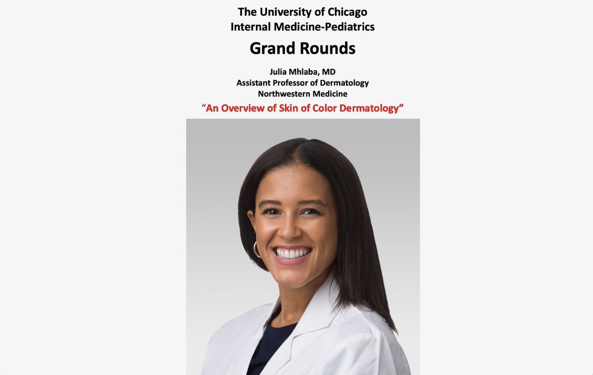 JRileyMD's tweet photo. Thank you to @UChicagoMedPeds for inviting me speak today about one of my favorite topics - #skinofcolor! https://t.co/XcReQPypuf