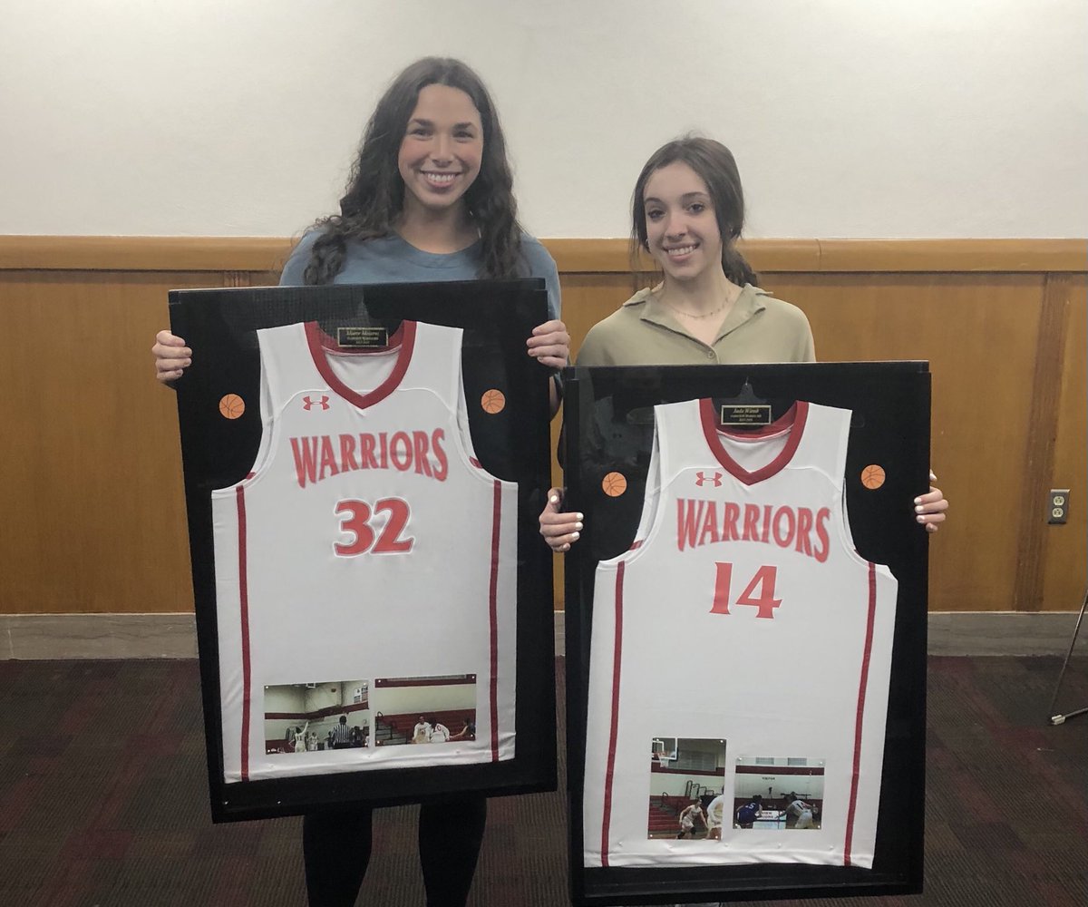 FPWarriorGHoops's tweet photo. Maeve and Jada being honored as our two seniors. Great job girls - you will be missed! 🏀🏀🏀 https://t.co/39SkgrjcU1