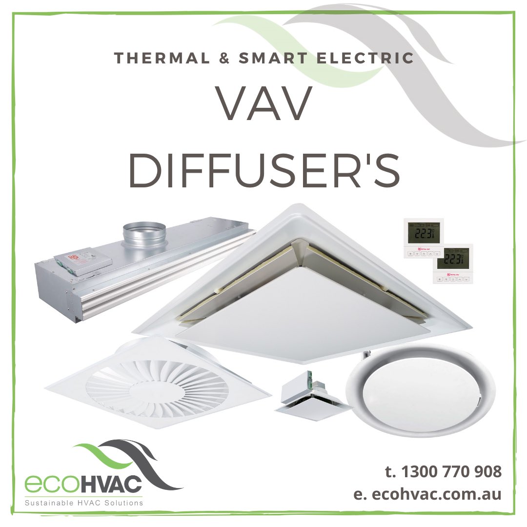 ecohvac_au's tweet photo. ecoHVAC’s new range of Thermal & Smart Electronic VAV Diffusers. The brand may have changed, but the quality, service and expertise remains the same!
https://t.co/iqaY8b0610
#HVAC #VAVdiffuser #VAVdiffusers #thermalVAV #thermaldiffuser #electronicVAV #motorisedVAV #comfort https://t.co/PTWGi5Egjq