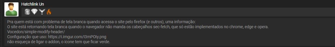 5Xablau's tweet photo. @e_o_miranha sobre o problema da tela branca do site, talvez isso ajude em algo. Para computador essa alteração realmente resolve, mas para dispositivos móveis não é possível faze-la https://t.co/KTEcUEkqV6