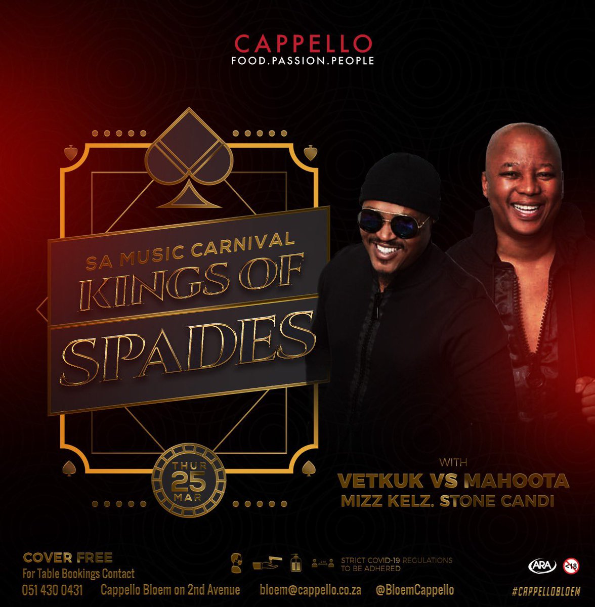 djmahoota's tweet photo. #samusiccarnival21 #2ndStop #KingsOfSpade #Thursday 25th March @cappellobloem #TheCombo @vetkukvsmahoota #bloemfonteinweekender https://t.co/QUfEl2FDZy