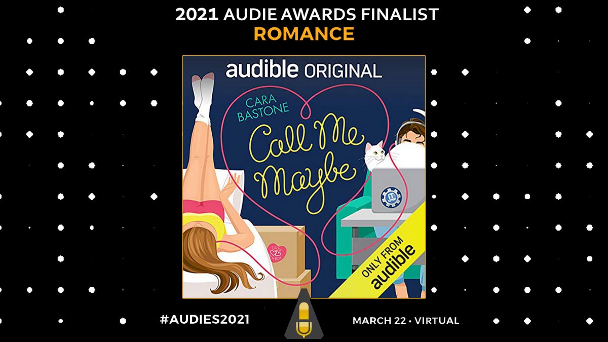 onetracklit's tweet photo. The #Audies2021 awards start soon! Tune in to https://t.co/XMELaXDPpZ to watch - red carpet at 8:30 ET, big show at 9 ET. Good luck to CALL ME MAYBE @CaraBastone @NeilHellegers @lucilovesmic #SaraPagluica @AllisonPCarroll @audible_com! https://t.co/kuCiEoOI9X
