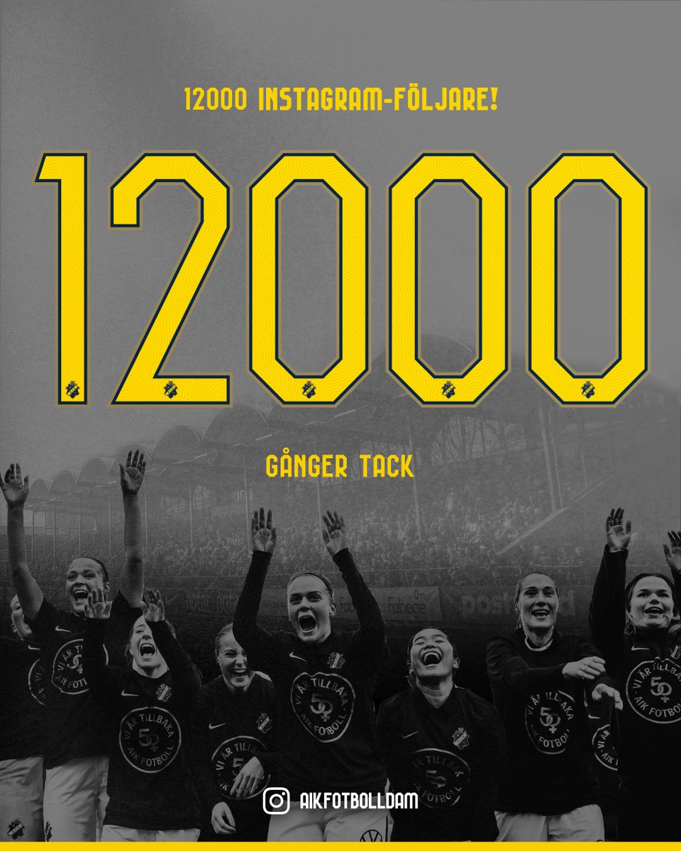 12 tusen följare på Instagram! 

Gå in och följ @aikfotbolldam för att få en ännu bättre inblick vad som händer kring laget. Stort TACK! 🖤💛