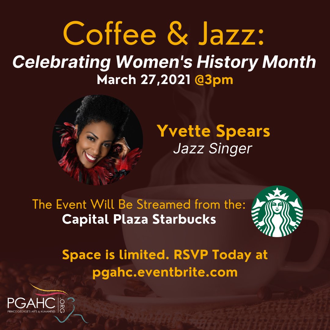pgahcarts's tweet image. Stop by the Capital Plaza Starbucks located at 6300 Annapolis Rd, Landover Hills, MD to grab a cup of coffee and enjoy Jazz music presented by singer Yvette Spears! This event will also be streamed on our Facebook page!