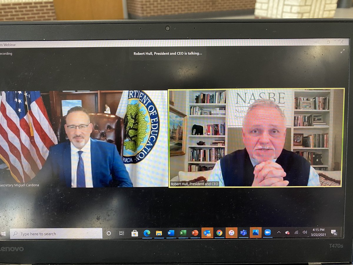 FreebirdsShire's tweet photo. Excited to listen to our US Secretary of Education @SecCardona @NASBE #NASBELegCom as he answers our questions on reopening, SEL, engaging our learners, and putting students FIRST! #BeyondNormalcy #OneTeamOneVoice #EdLeadNC #EducatorDiplomats https://t.co/NzLXUx9YVy