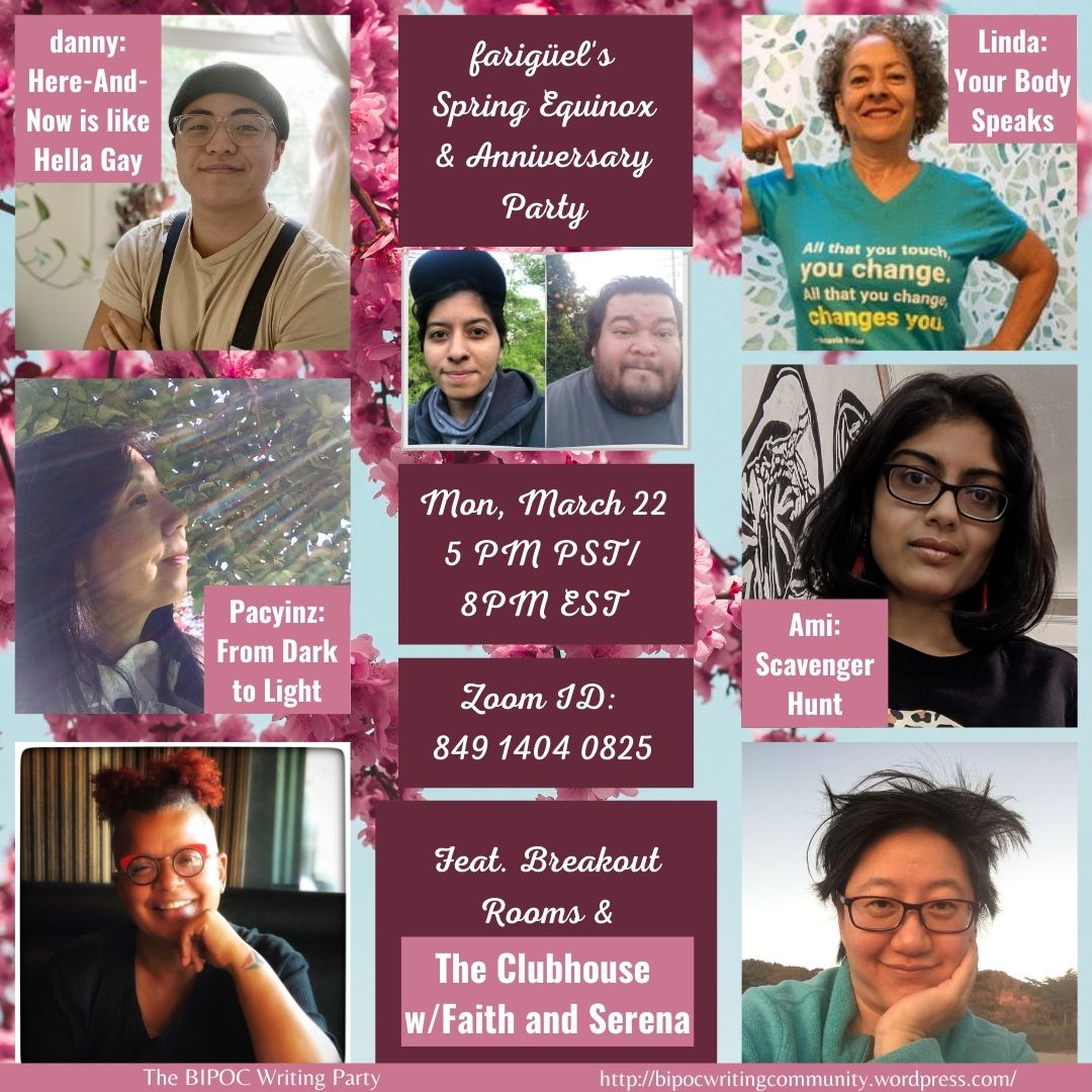 join us as wecelebrate 1 year of the BIPOC Writing Party! bipocwritingcommunity.wordpress.com