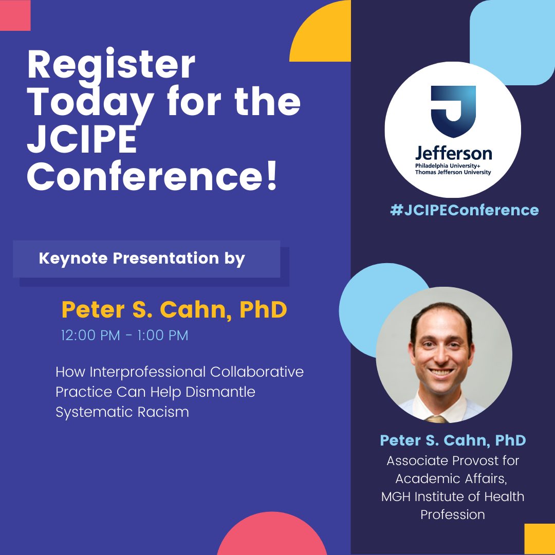 Jefferson IPE (@jeffcipe) on Twitter photo JCIPE is thrilled to welcome <a href="/pscahn/">Peter S. Cahn</a> as our keynote speaker at our 7th Biennial JCIPE conference. You may listen to Dr. Cahn on Saturday, April 17th @ 12 PM EST
Register today using the link in our bio! JCIPE is thrilled to welcome <a href="/pscahn/">Peter S. Cahn</a> as our keynote speaker at our 7th Biennial JCIPE conference. You may listen to Dr. Cahn on Saturday, April 17th @ 12 PM EST
Register today using the link in our bio!