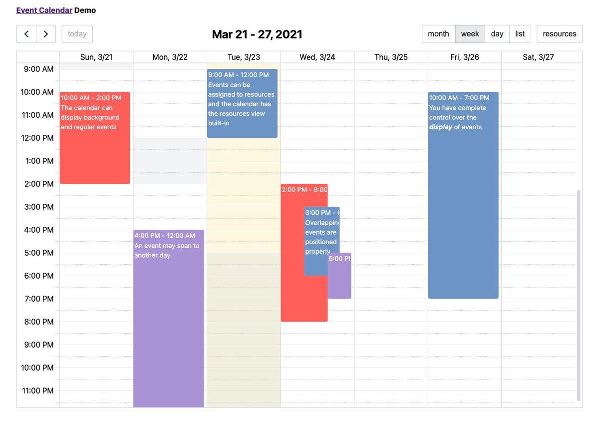 SvelteSociety's tweet photo. New in our Components directory - an extremely customizable, well documented Event Calendar component built with @Sveltejs!

https://t.co/E4xuqBXcpe https://t.co/ka03pXrNiF