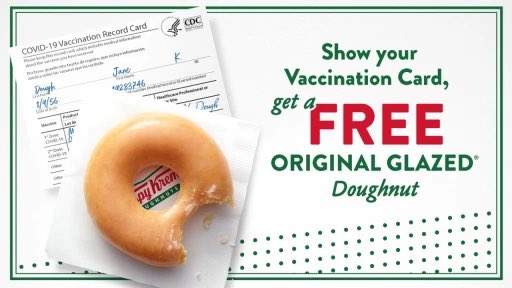 #FoodieALERT <a href="/krispykreme/">Krispy Kreme</a> 🍩 is offering free doughnuts for people who get their #COVID19Vaccine! Show your vaccination card and you will get a free Original Glazed doughnut “anytime, any day, even every day,” the company said. 🎉🍩🎉 This is for the entirety of 2021! 😲🙌🏽🤩