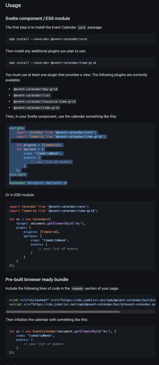 SvelteSociety's tweet photo. New in our Components directory - an extremely customizable, well documented Event Calendar component built with @Sveltejs!

https://t.co/E4xuqBXcpe https://t.co/ka03pXrNiF