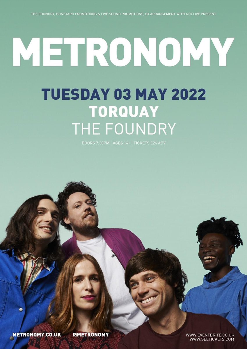 NEW SHOW! <a href="/metronomy/">Metronomy</a> return to The English Riviera, playing The Foundry in Torquay, on Tuesday 3rd May 2022! Tickets go on sale this Friday at 10am! bit.ly/3vNjqwe