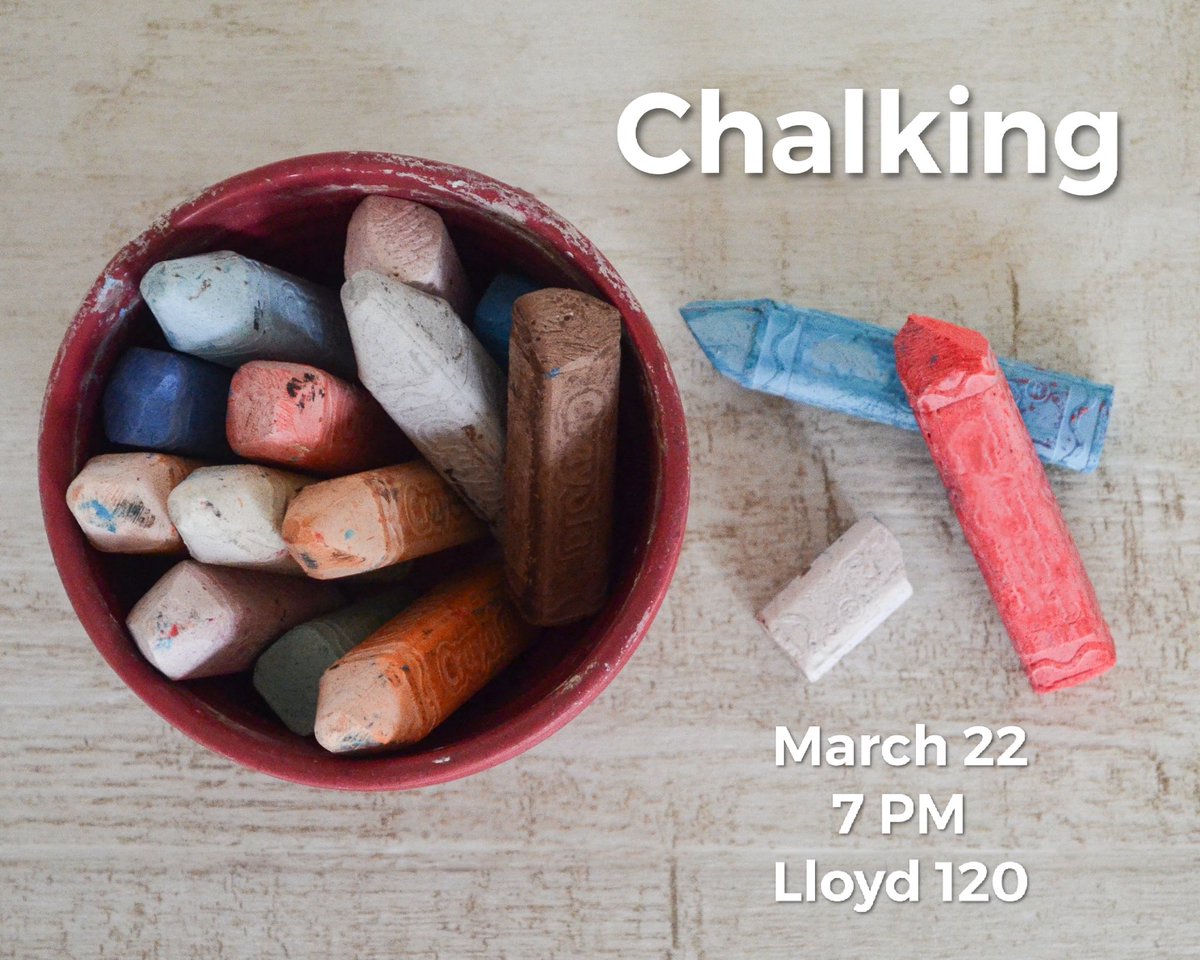 CrimsonKindness's tweet photo. Get excited for chalking tonight at 7! We’ll meet in Lloyd 120 to take attendance, then we’ll walk over to the quad together! https://t.co/7Q6cYx1VIe