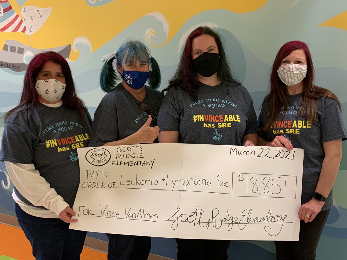 Wow! The <a href="/ScottsRidgeES/">Scotts Ridge ES</a> Sailors made an $18,851 donation to the Leukemia &amp; Lymphoma Society to honor and Support Vince <a href="/MrsBeickert/">Courtney Beickert</a> <a href="/misshobbs5/">Kelly Hobbs</a> @LLSAdvocacy  #inViINCEable