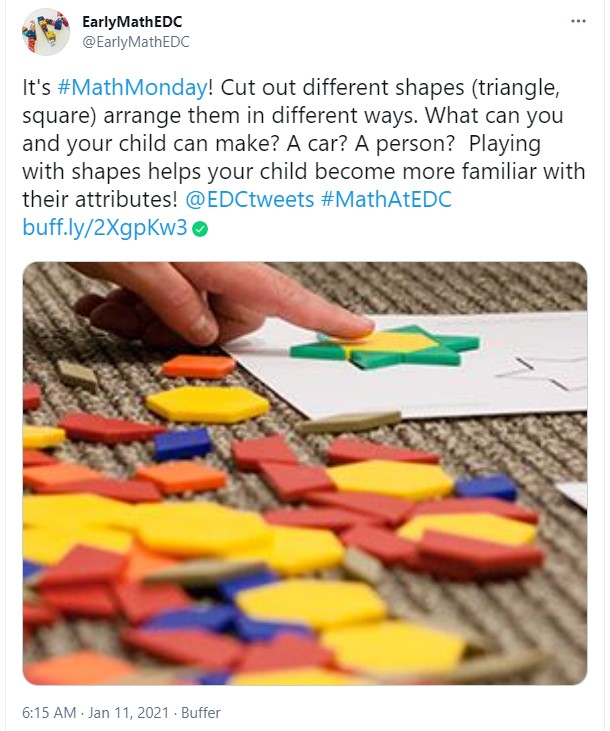 ekuwah's tweet photo. A3: @EarlyMathEDC does a great job of specifically stating how a natural family playtime activity is meaningfully linked to mathematics. Imitate, innovate, and share these #MakeItMath and #MathMonday examples with families.

#NVEDChat #FamilyMath https://t.co/UC4EgmIe5E