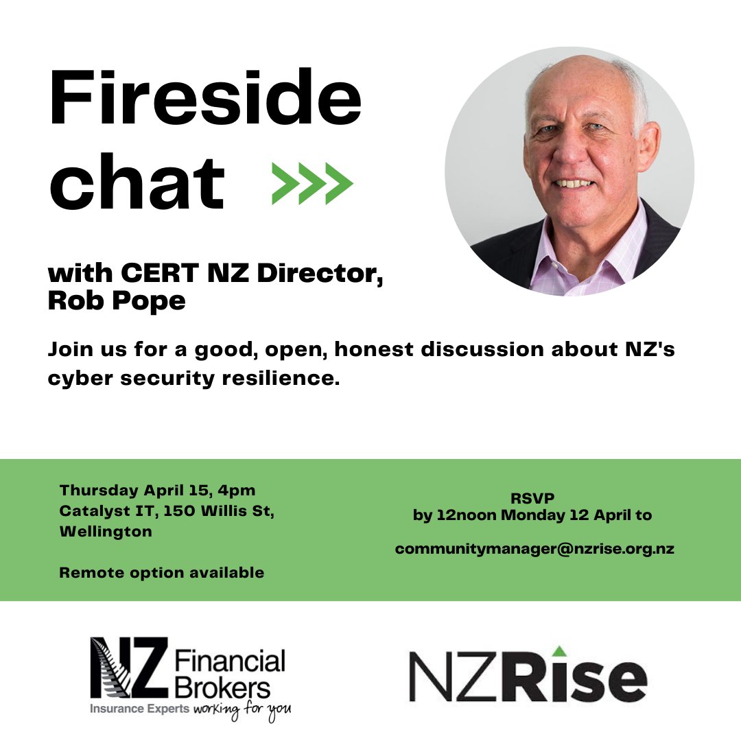Join us!  RSVP by 12 April
#cybersecurity #NZ #Wellington #tech