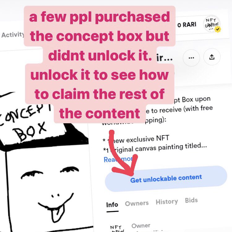 some buyers didn't unlock / claim the rest of content in the nft graffiti concept box, here's where to do it: