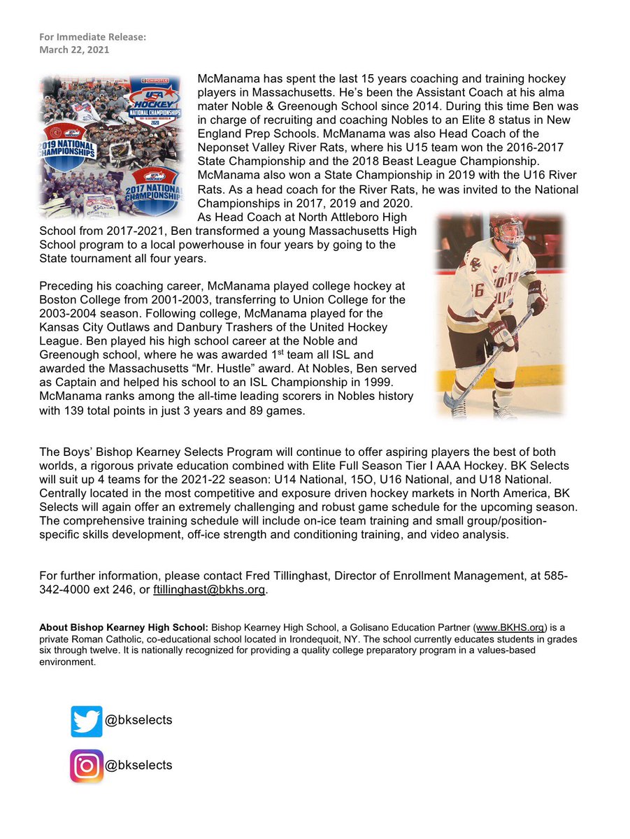 BK Selects Announces Ben McManama as U14 Head Coach #bkselects