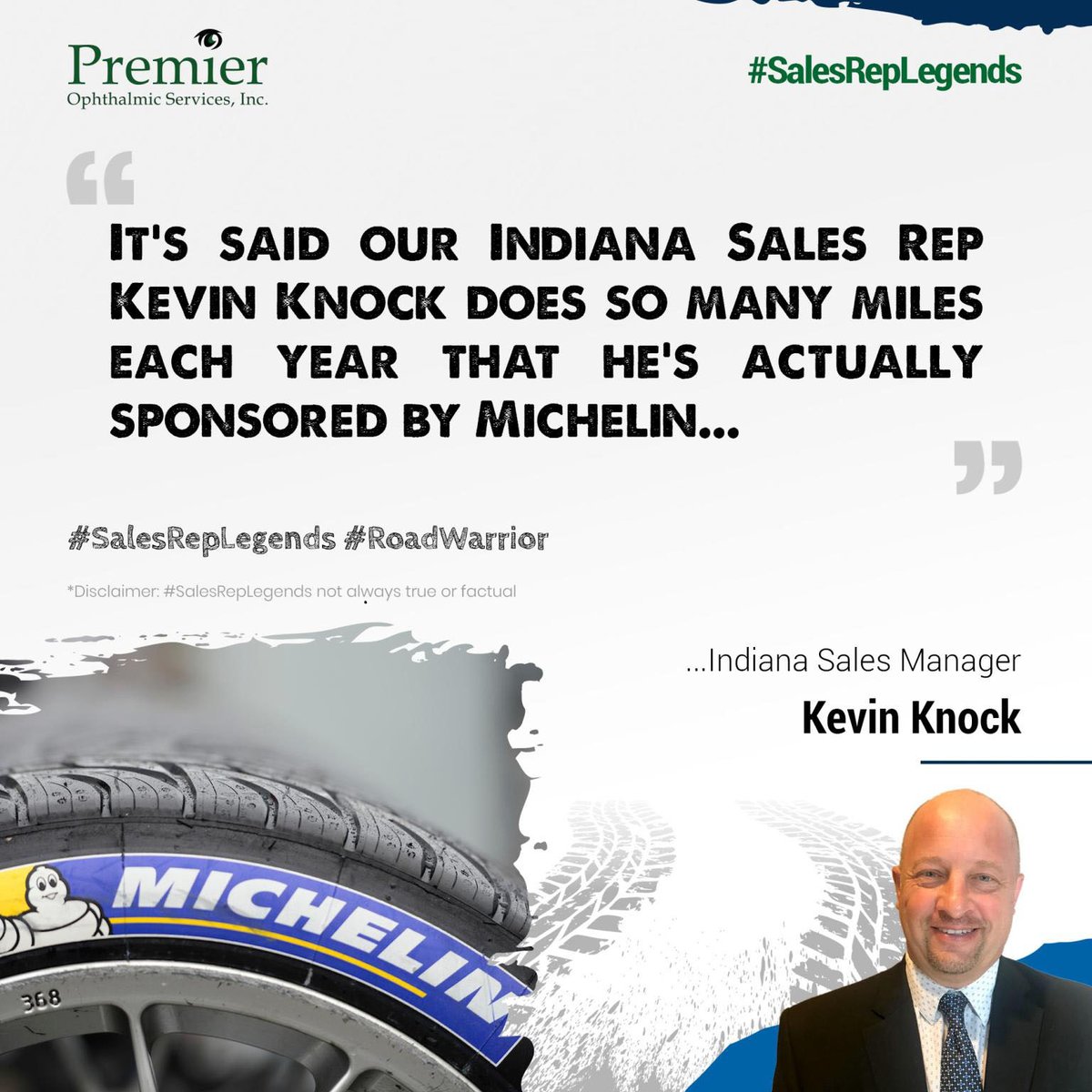 premierop's tweet photo. Our #SalesRepLegends series is back by popular demand. We thought we'd roll out a few oldies for the new guys while our special ops team does some more recon!! Rumor has it our top roadster Kevin Knock just re-signed with Michelin π Follow us for more... https://t.co/nJgJuMJqMH