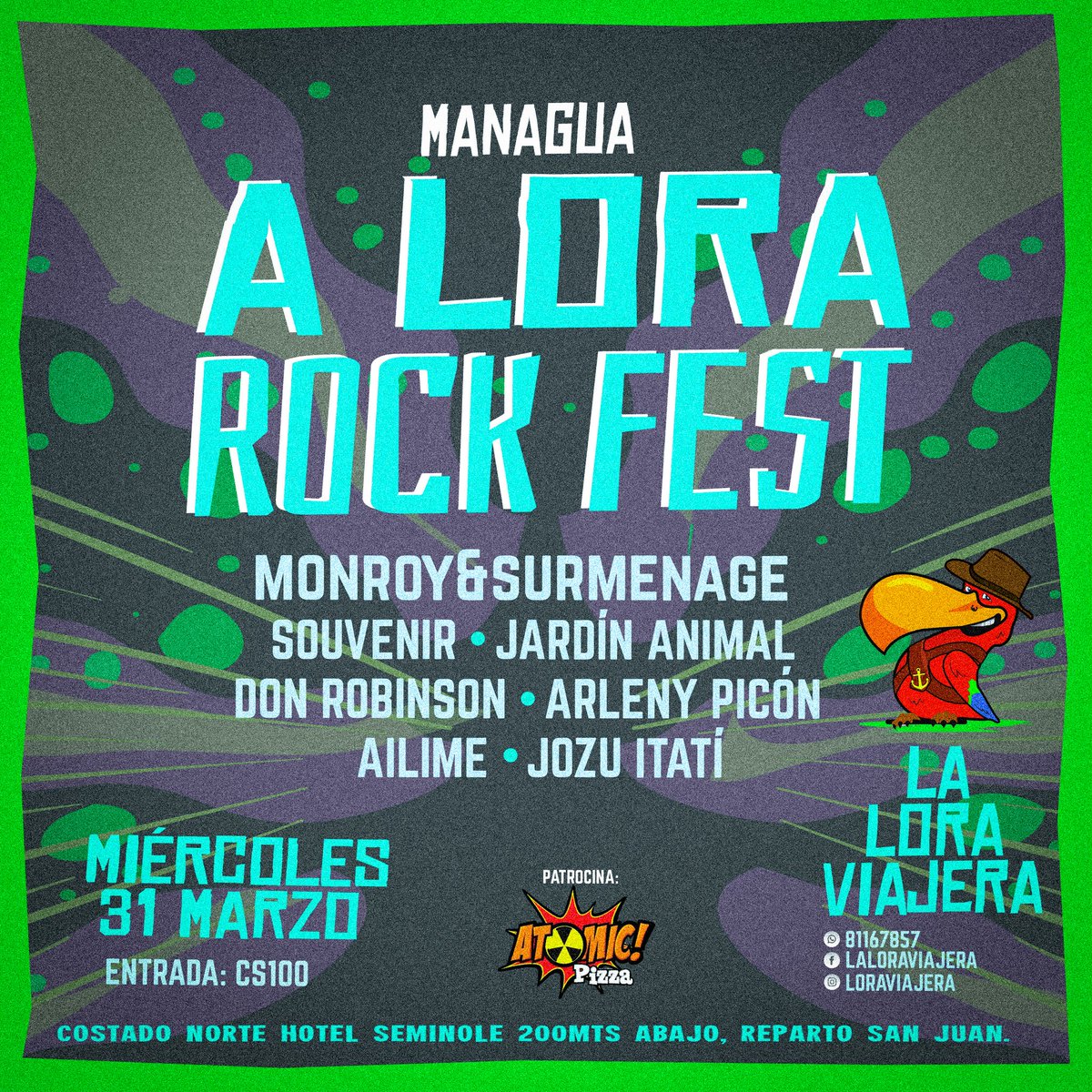 31 de marzo en <a href="/laloraviajera/">La lora viajera</a> <a href="/Drobinsonband/">Don Robinson</a> Jardín Animal <a href="/JosuemMonroylml/">Josue Aleksei Monroy</a> Arleny Picón Ailime, Jozu Itatí