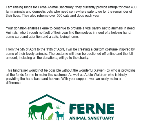 I am delighted to announce that I will be hosting a fundraiser for <a href="/FerneAnimalSanc/">Ferne Animal Sanctuary</a>  with the wonderful 
<a href="/XavierFox19/">Xavier Fox</a>  &amp; @AW_Runaway from today until the 16th of April. This will be the start of the thread for the fundraiser.