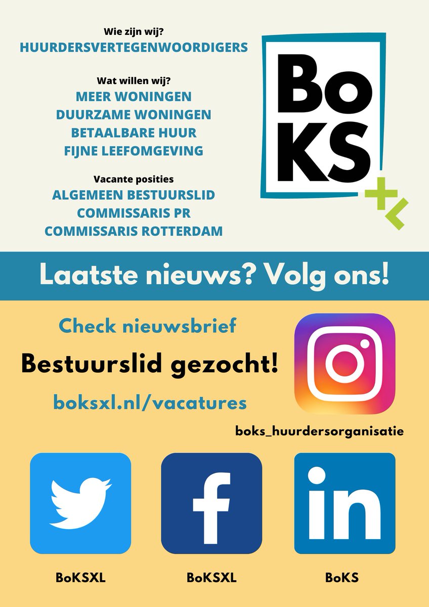 BoKSxl's tweet photo. 𝐁𝐄𝐒𝐓𝐔𝐔𝐑𝐒𝐋𝐄𝐃𝐄𝐍 𝐆𝐄𝐙𝐎𝐂𝐇𝐓
Huurder van de SSH? Maatschappelijk betrokken? Vrijwilliger?

Solliciteer nu voor Algemeen bestuurslid, Commissaris Rotterdam of Commissaris PR!✍️

Check https://t.co/WlBSEJaXts

𝐕𝐨𝐥𝐠 𝐨𝐧𝐬 𝐨𝐨𝐤 𝐨𝐩:
Instagram, Facebook &amp; LinkedIn https://t.co/U0mMQvhJgg