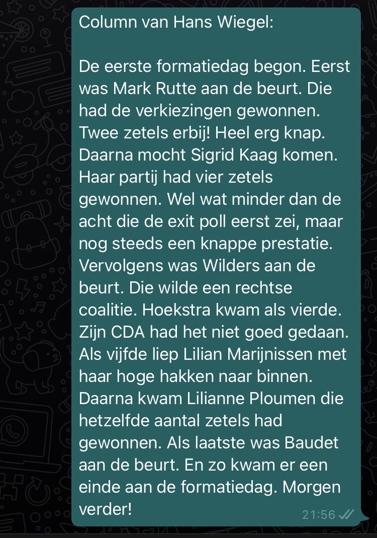 Column van Hans Wiegel gelekt!