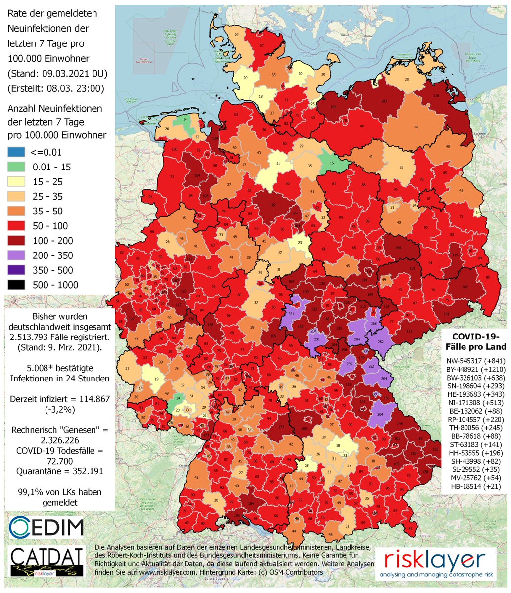 risklayer's tweet photo. Links: 08. März. + 42 Inzidenz = Rechts: 22. März.
#MPK #2Wochen https://t.co/N51wiZSuAa