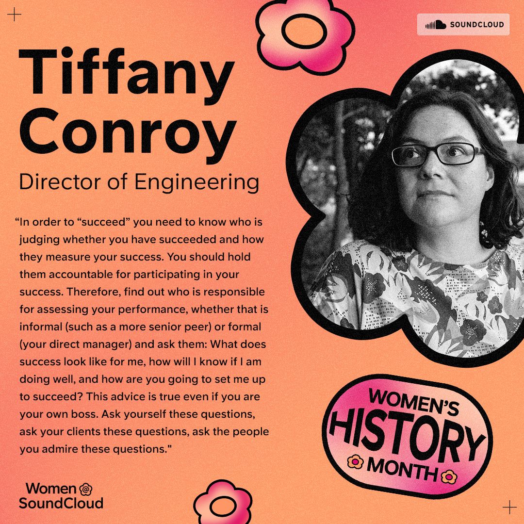 In honor of #WomensHistoryMonth, we asked women at #SoundCloud "What advice would you give to young women starting their careers?"

Meet <a href="/theophani/">Tiffany Conroy</a>, our Director of Engineering who has been with SoundCloud for over 9 years. Check out her advice below: