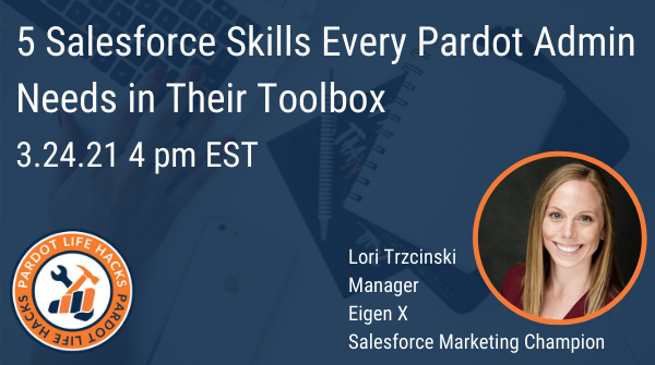 When a <a href="/Pardot/">Pardot</a> Admin wants to expand their <a href="/salesforce/">Salesforce</a> skills, what should they start with? Find out from Salesforce #MarketingChampion, Lori Trzcinski, @mktg_lori at the next @pardotlifehacks user group meeting. #salesforce #pardot ow.ly/xwGU30rBqyw