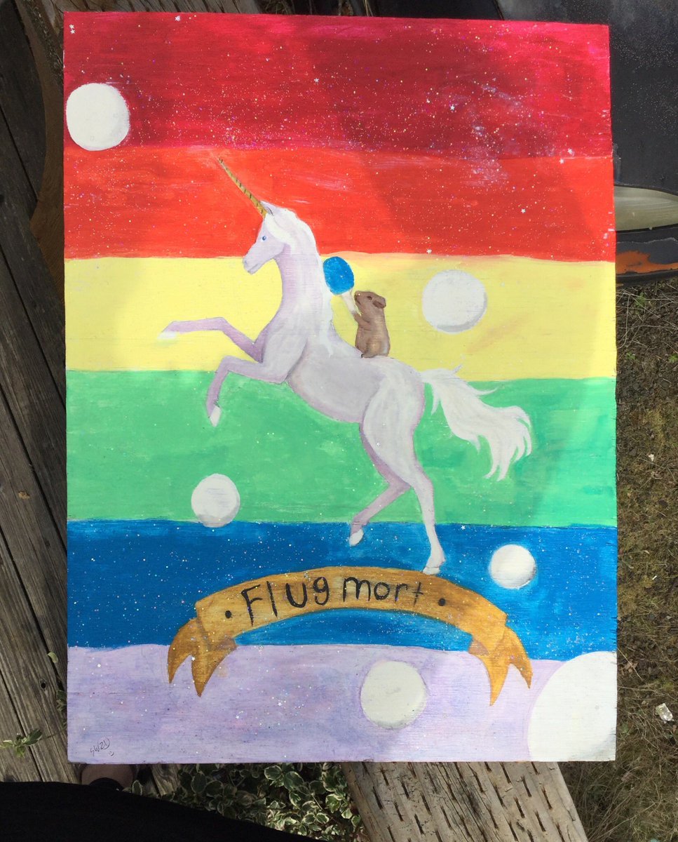 Tired_Mackerel's tweet photo. #Gish @GISH So I made the mascot of #flugmort . Yes, the orbs are ping pong balls and yes, that IS a guinea pig riding a unicorn with a ping pong paddle. https://t.co/NQm2a79upJ