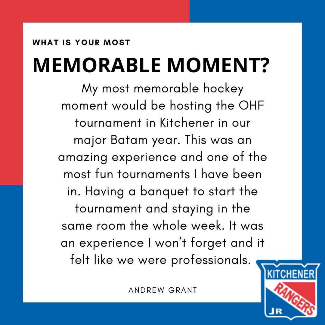 MEET THE TEAM.... #4 ANDREW GRANT —> Check us out on Instagram for the full Q&amp;A <a href="/JrRangersU16/">Kitchener Jr. Rangers</a> #hockey #sports