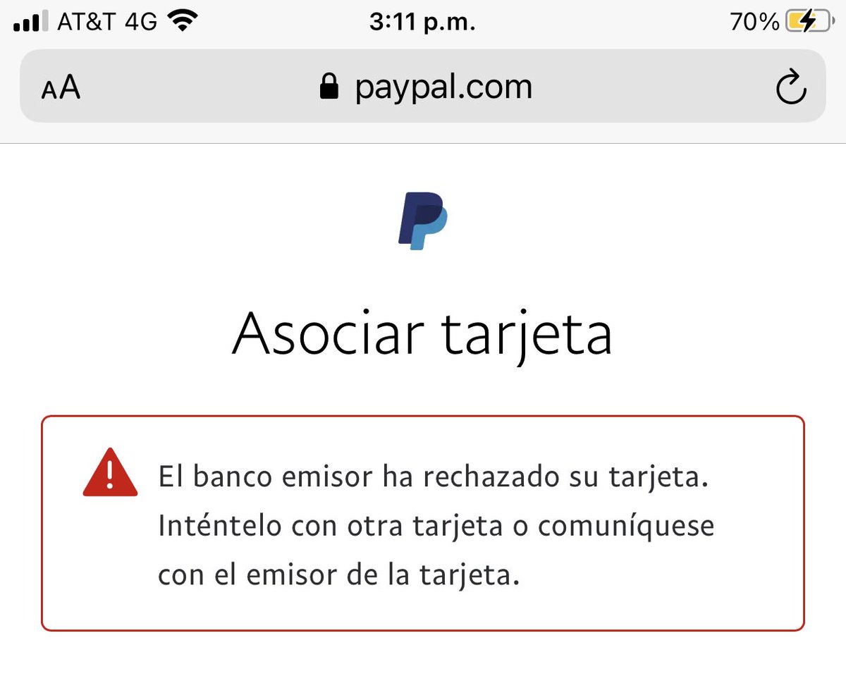 AlbertoKimmel's tweet photo. @BBVA_Mex @bbva @BBVARe_mx Podrían ayudarme? No puedo asociar mi tarjeta virtual a PayPal https://t.co/9efLBxXc8N