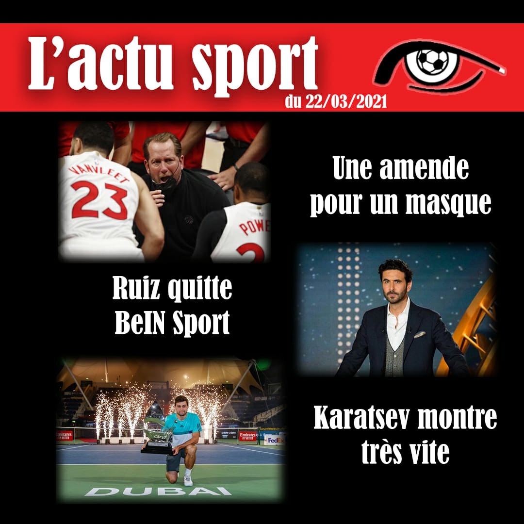 pep_ista's tweet photo. 🗞 Actus sportives du 22 mars 2021 ⬇️

🏀 50 000€ d'amende pour un masque 
📺 Un grand monsieur du football s'en va 
🎾 Karatsev n'arrête plus de grimper
#Rockets #Toronto #NBA
#RuizClub #Ruiz #Karatsev https://t.co/8CQyViU2yJ