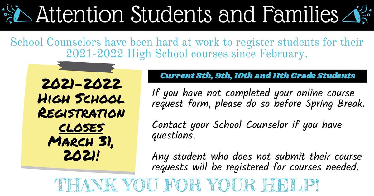 High School students &amp; incoming 9th graders PLEASE complete your course requests for next year! Your choices are the heart of building the 21-22 school master schedule. Course descriptions: dcps.k12.md.us/especially-for…