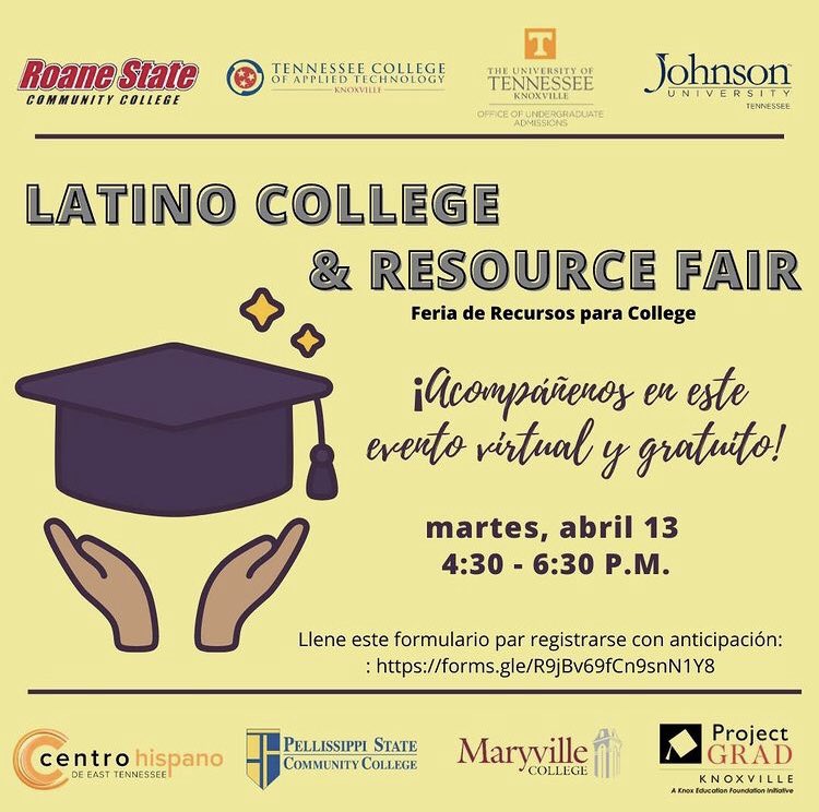 The Latino College and Resource Fair (LCRF) is an annual events organized by local high school counselors, higher education representatives, Project GRAD, and Centro Hispano. Join us for this virtual event on Tuesday, April 13!