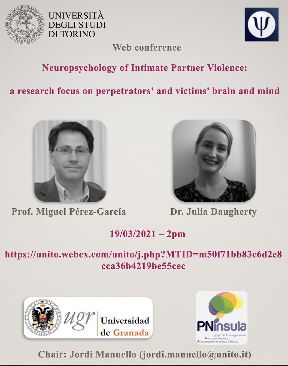 JM_brain's tweet photo. Honored to have hosted those great researchers delivering inspiring lectures on the neuropsychology of intimate partner violence.Kudos on the cutting-edge and socially relevant #research carried out by @pninsula lab 👏 #IPV #neuroscience #stopviolenceagainstwomen @CanalUGR @unito https://t.co/0u2ymNVGXW