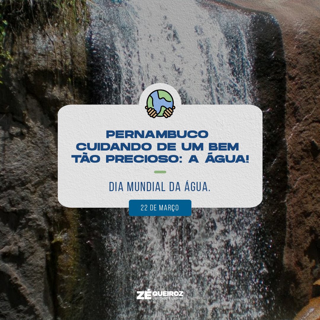 zequeiroz_PE's tweet photo. Hoje é o Dia Mundial da Água e quem ganha o presente é o povo de Pernambuco. O governo estadual anunciou que serão investidos três milhões de reais em editais para garantir a qualidade, preservação e sustentabilidade de bacias hidrográficas pernambucanas. Sem água não há vida. https://t.co/98D2DlYPMG