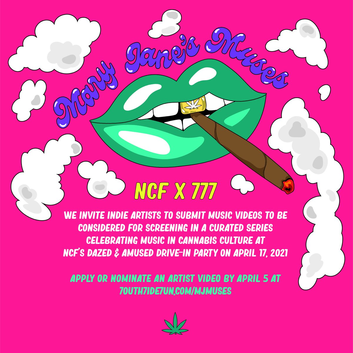 7outh7ide7un's tweet photo. 777 x @NatlCannaFest submissions now open for #MaryJanesMuses!! Apply or nominate an artist at https://t.co/m1f7HpB4SF https://t.co/GP2XOyFrYj