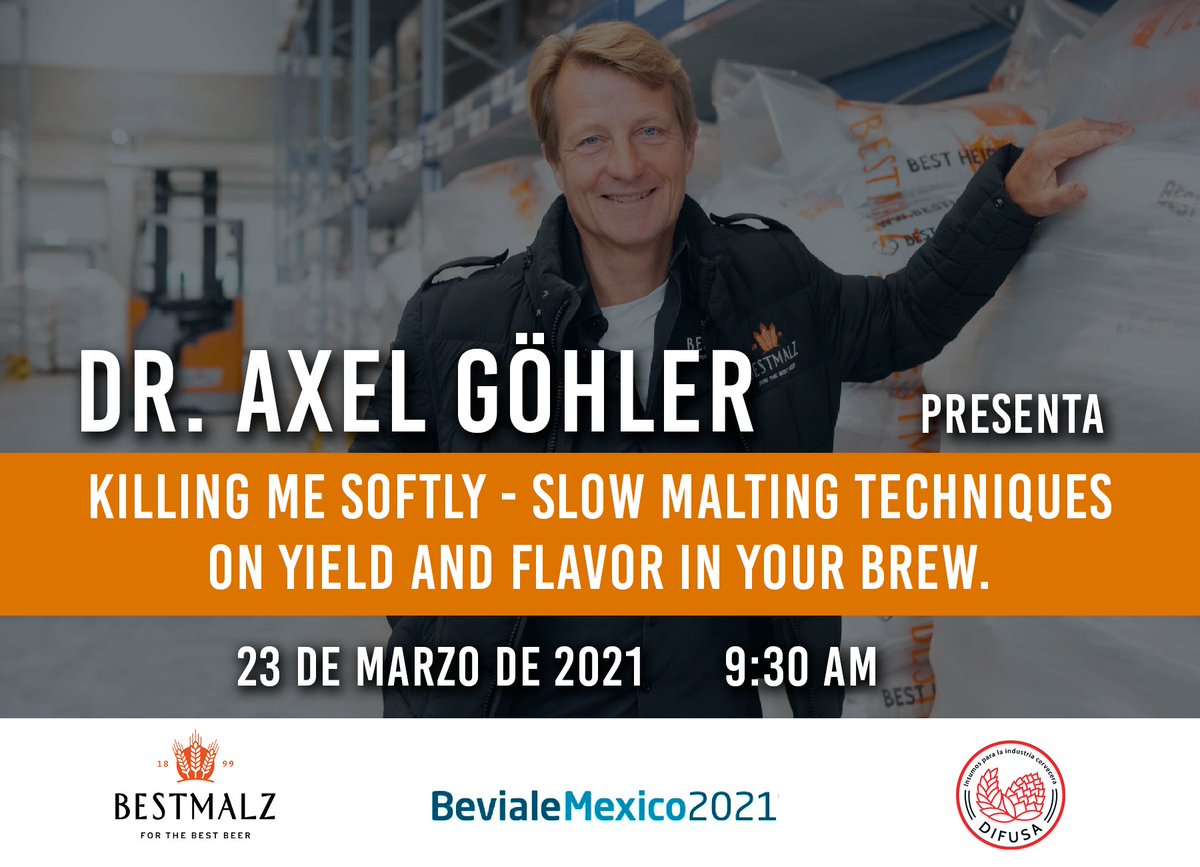 DivisionInsumos's tweet photo. Asiste mañana a las 9:30 A.M. a la presentación sobre el Slow Malting del Dr. Axel Gohler, por parte de BestMalz y DIFUSA en la Beviale México 2021 de manera virtual y gratuita.

Envíanos MD o correo a contacto@difusa.com.mx con tu nombre completo y mail de registro. https://t.co/2LNxOc8zFv
