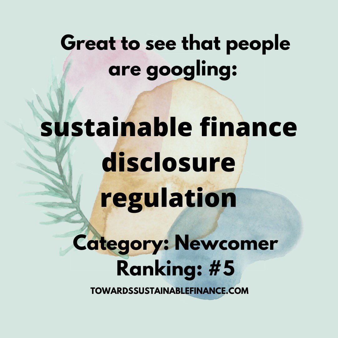 Want to know the top google searches in the areas of #esg #sustainablefinance and alike ? Visit our updated graphic on our website #towardssustainablefinance , now  featuring SFDR, which is peaking on google this week