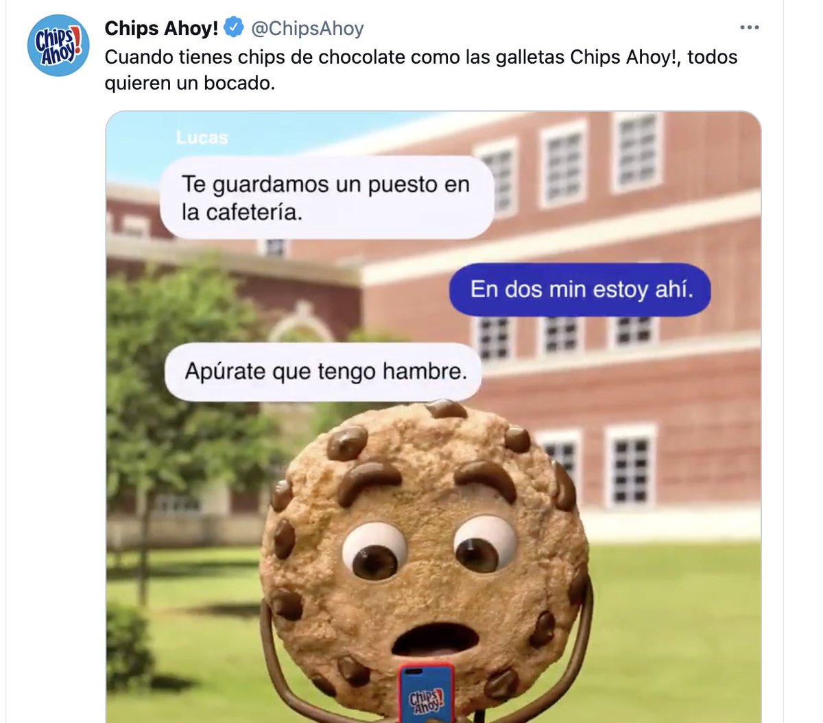 MitchelJaynes's tweet photo. I just had a Spanish @ChipsAhoy ad in my feed. Makes me wonder what I've searched online to create this Spanish + cookie ad combo targeting. https://t.co/3WcTd6N1xy