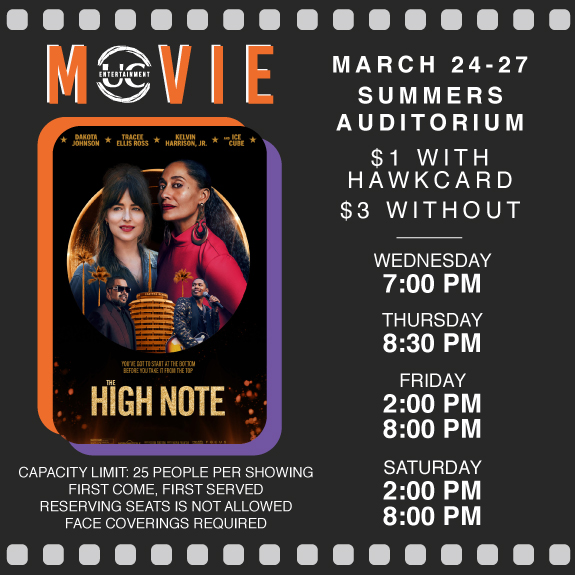 uc_entertain's tweet photo. Starting this Wednesday, we will be playing The High Note! Join us in Summers Auditorium! Only $1 with your HawkCard! https://t.co/7fFoswUYDc